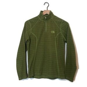 The North Face Green Stripe Mock Beck Quarter Zip Long Sleeve Pullover SMALL